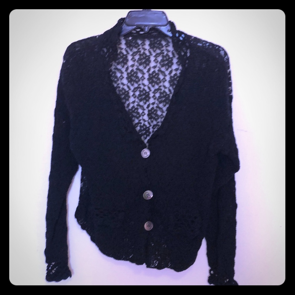 Knit button down sweater with lace back